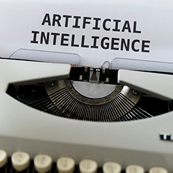 Une photo du texte Artificial Intelligence tapé à la machine à écrire